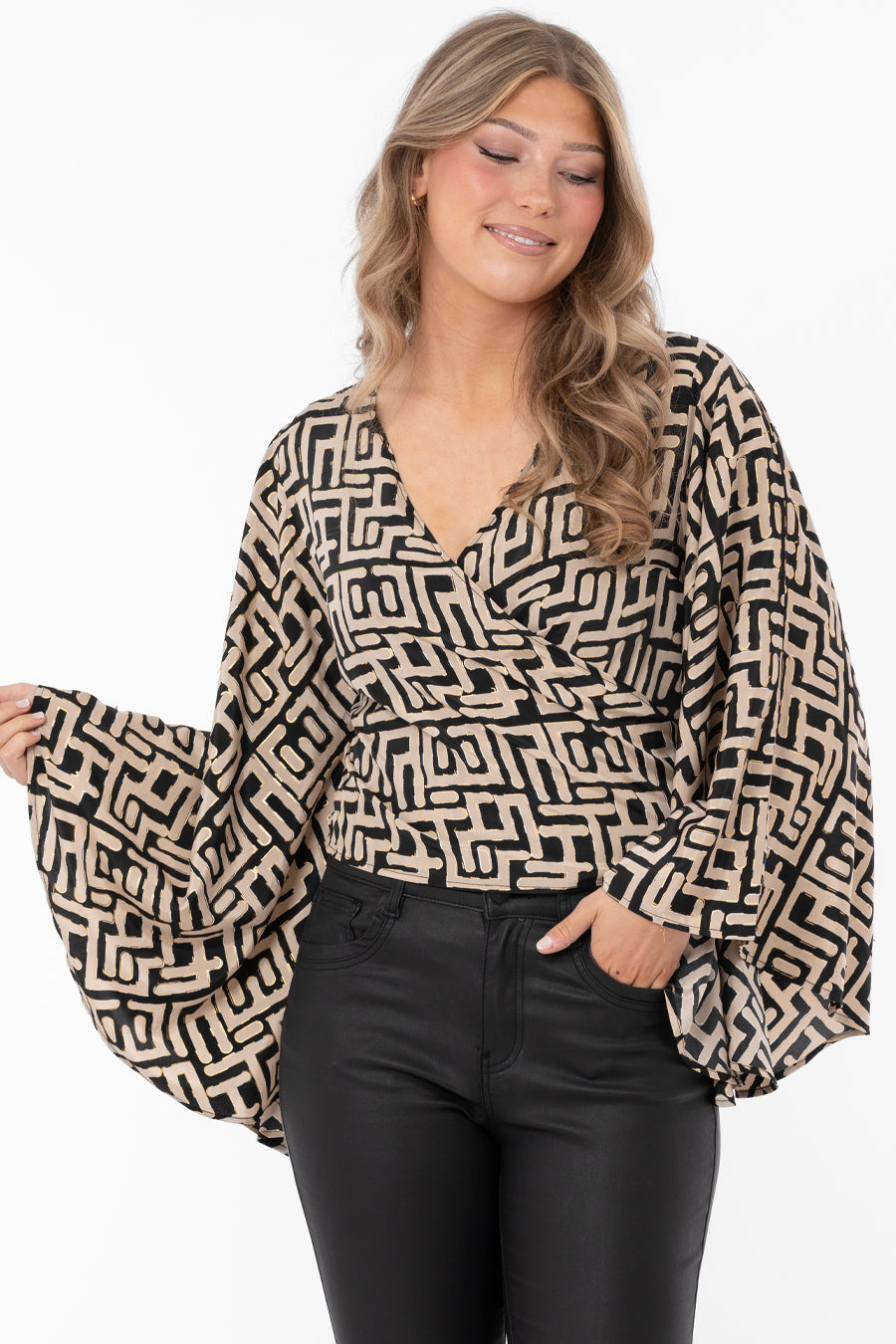 Giovanna Blouse JacketBlack_Sand_Gold