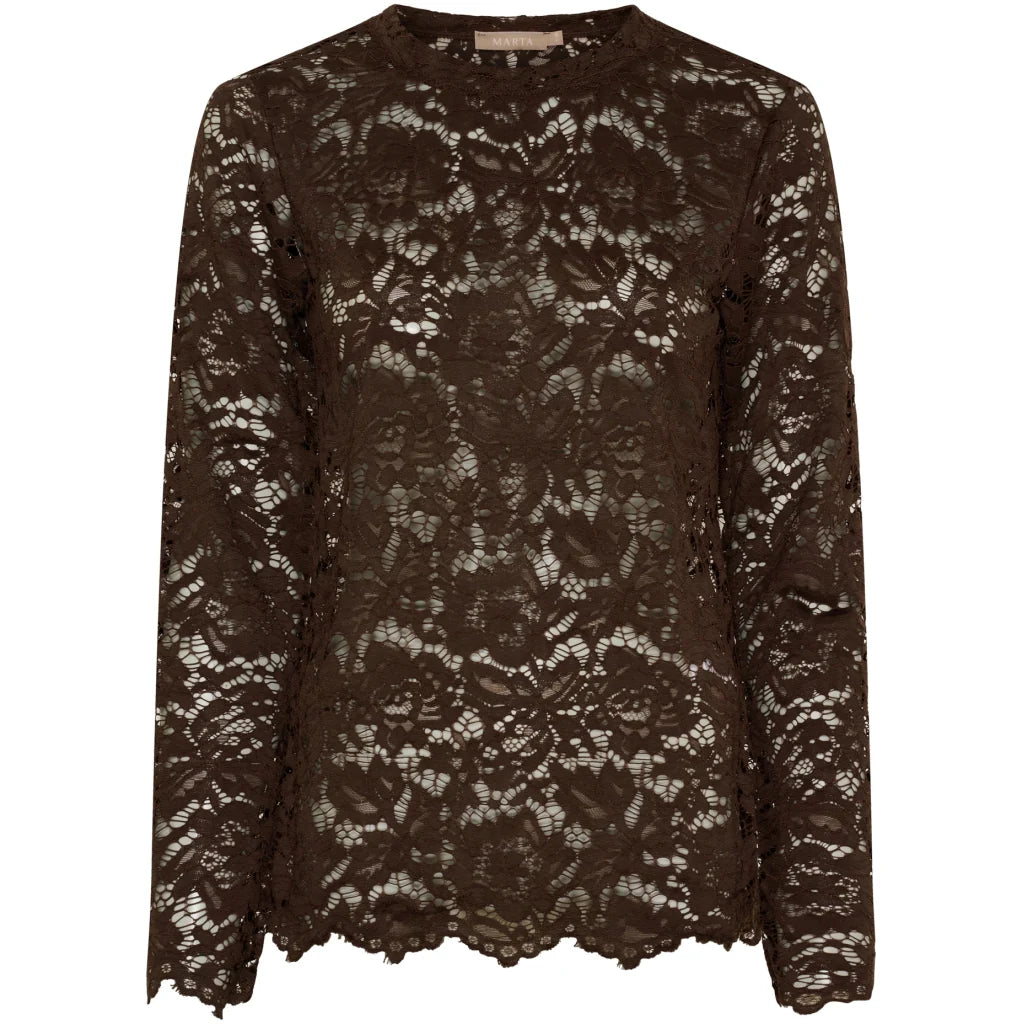 MARTA DU CHATEAU DAM LÅNGÄRMAD SPETS-T-SHIRT MDCMILLEY 7707