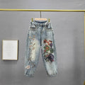Boyfriendjeans med blomsterbroderi