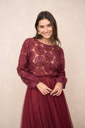 Texturerad blus med rosetter CK08022