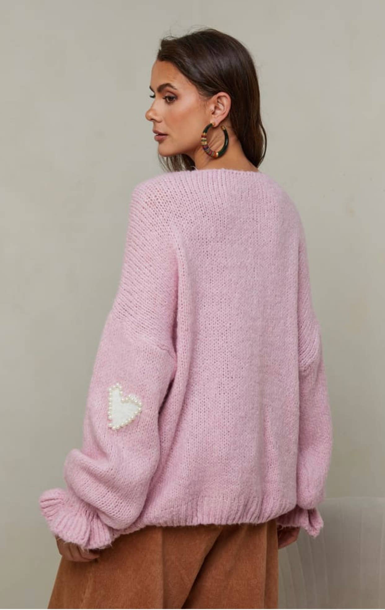 Hjärtmönstrad tröja med pärla REF. 20609