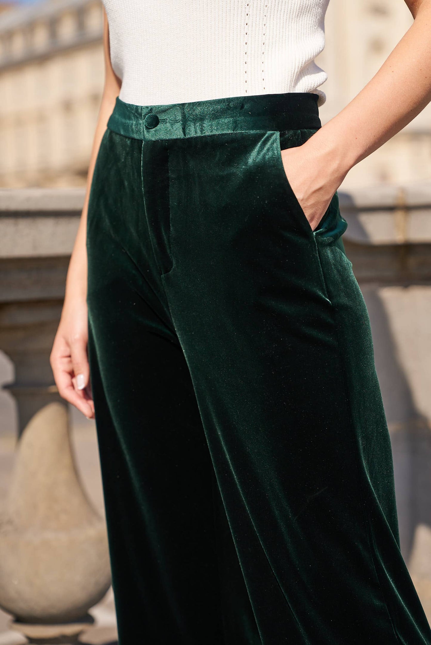 Högmidjade sammetsbyxor med rak passform - P2228