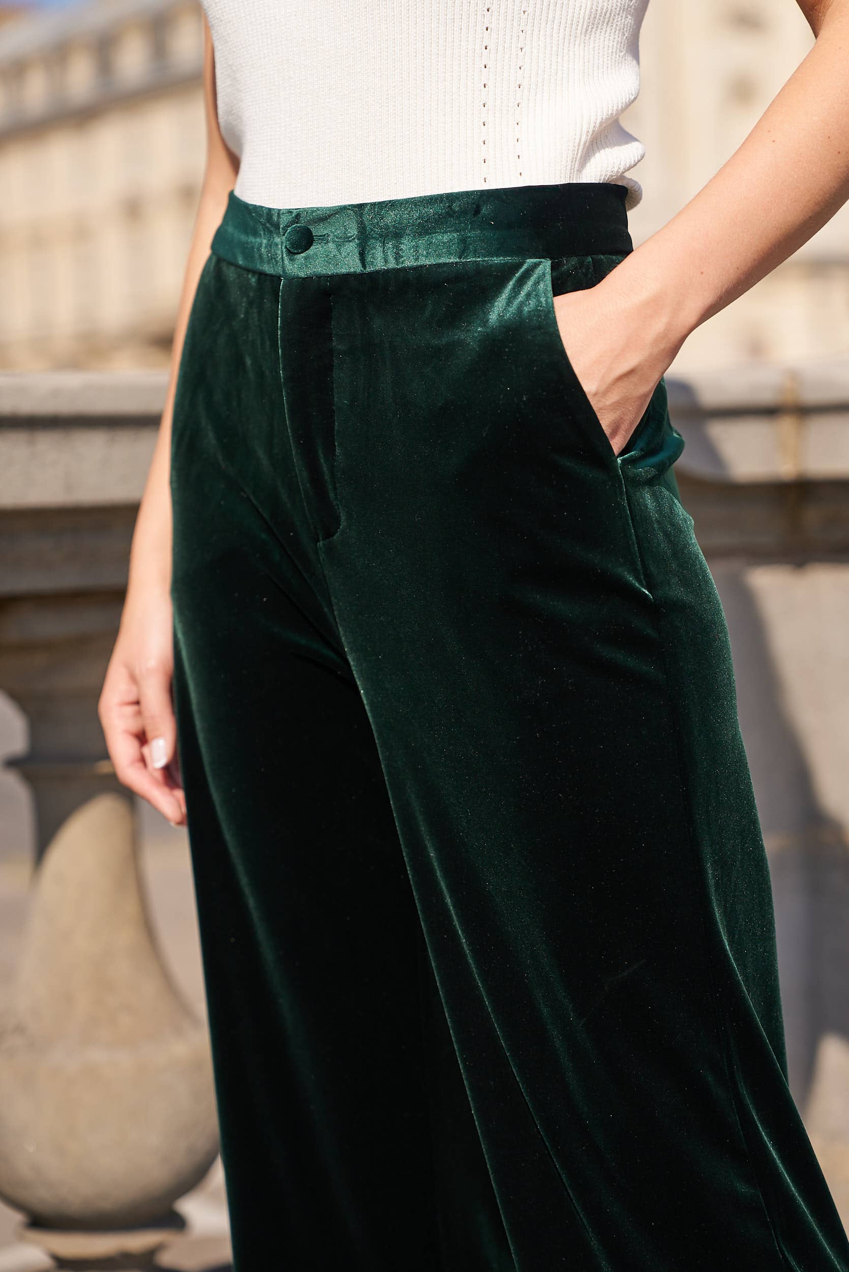 Högmidjade sammetsbyxor med rak passform - P2228