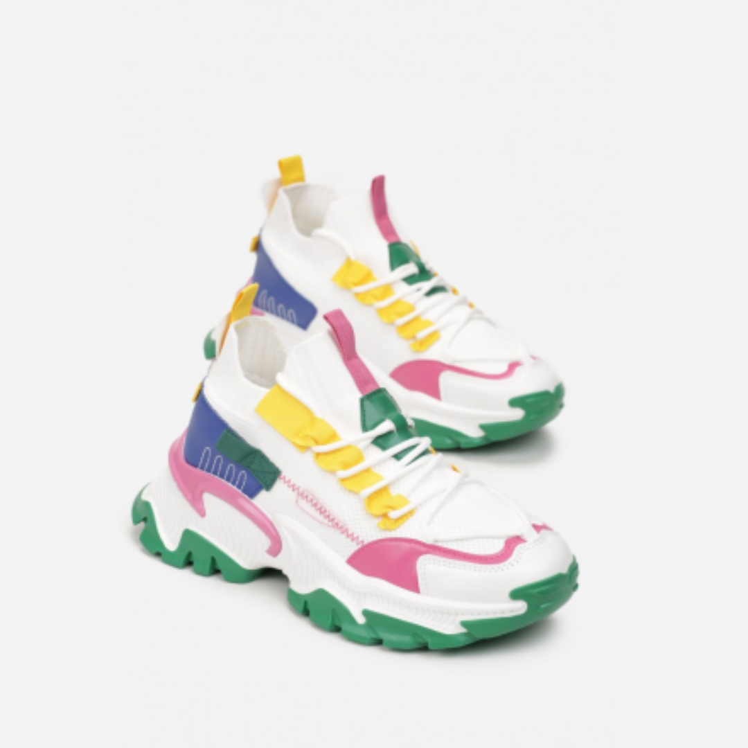 Färgglada chunky sneakers dam