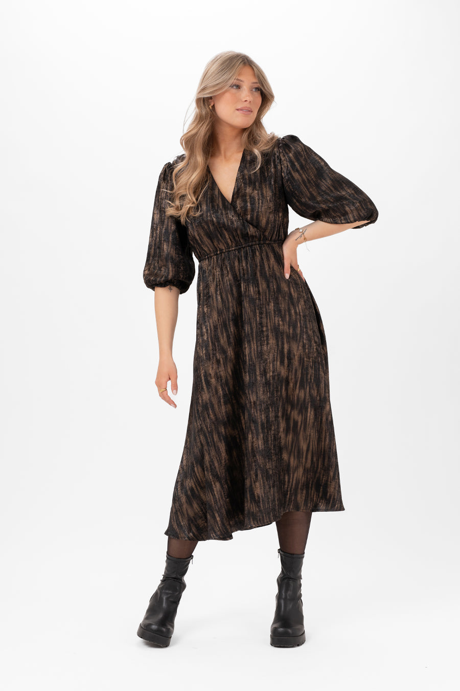 KYLAH DRESS BLACK/ANTIQUE GOLD