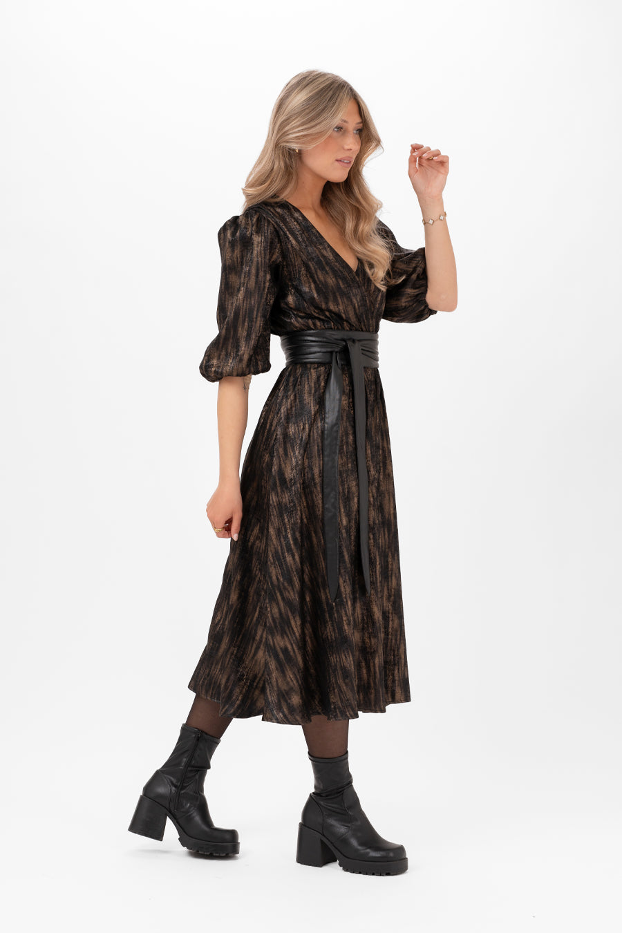 KYLAH DRESS BLACK/ANTIQUE GOLD