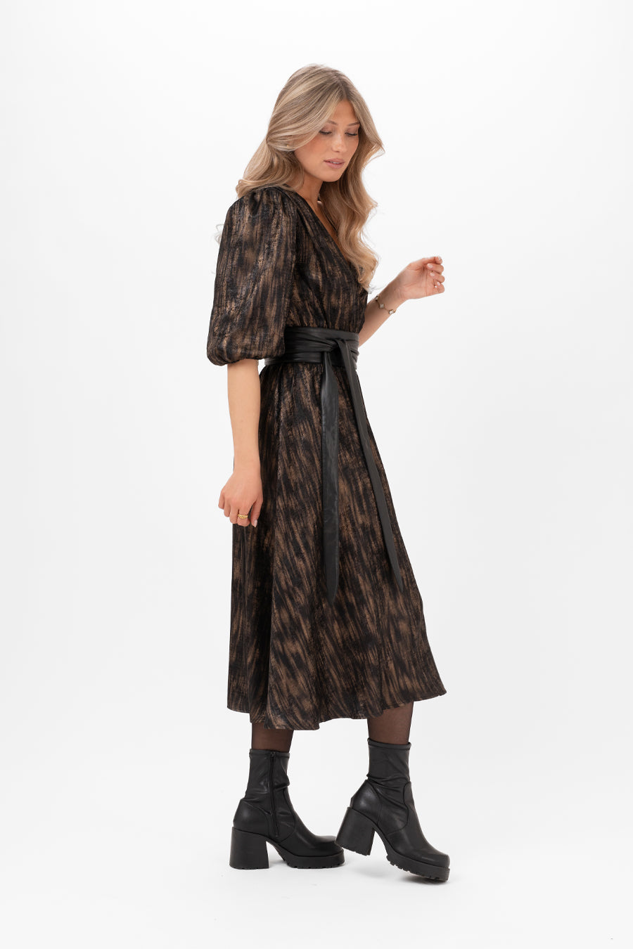 KYLAH DRESS BLACK/ANTIQUE GOLD