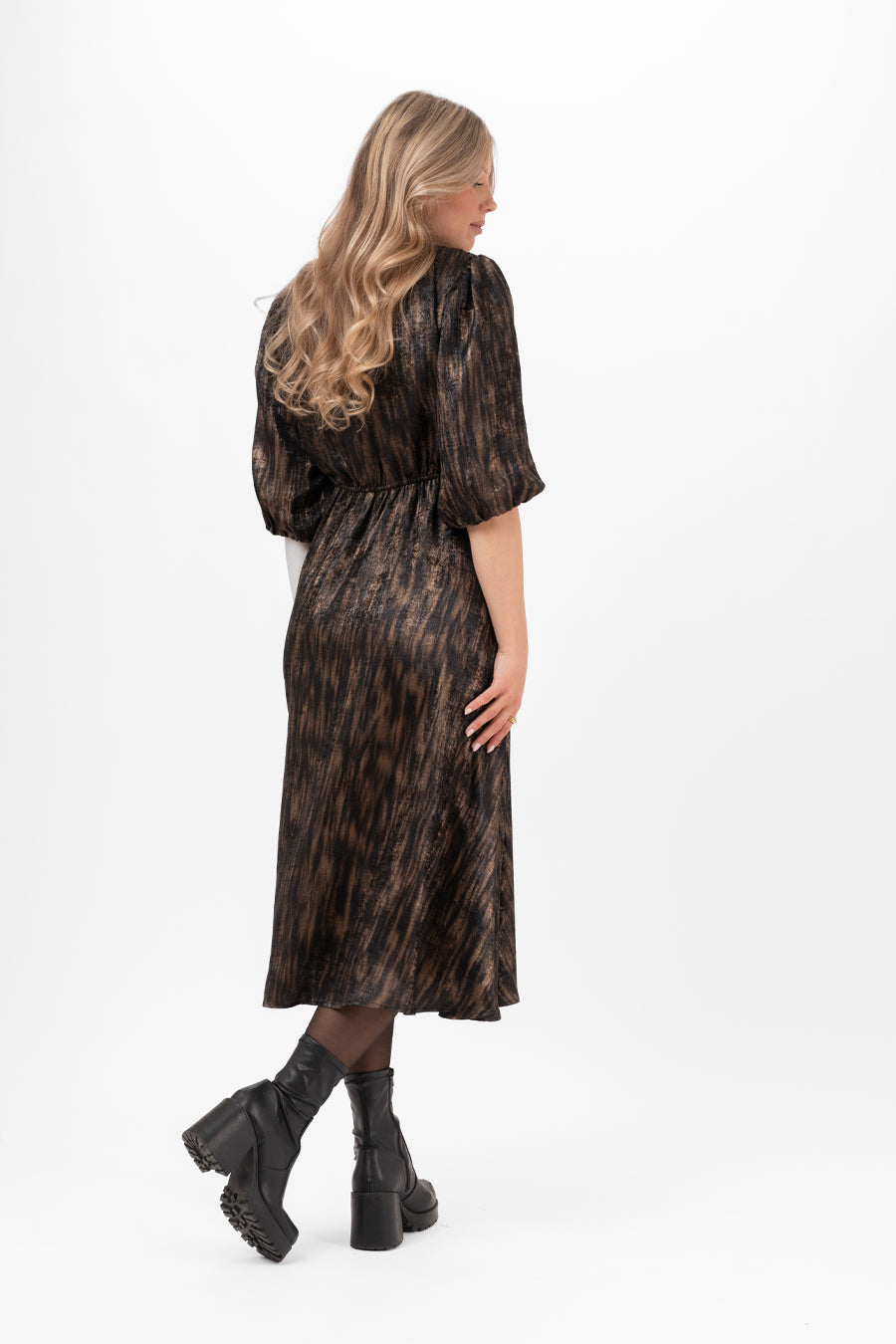 KYLAH DRESS BLACK/ANTIQUE GOLD