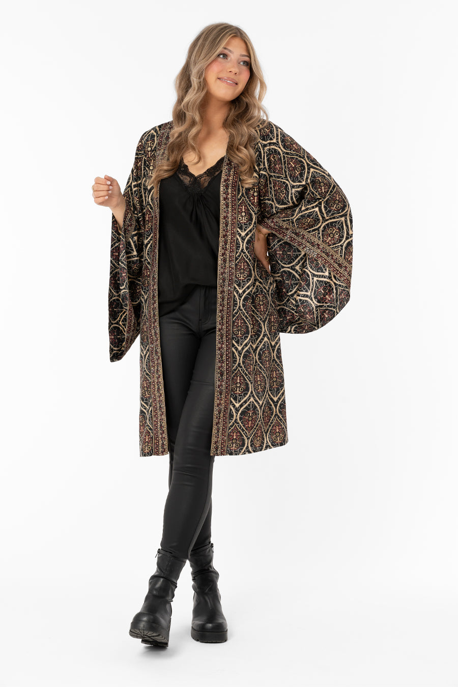 Leiya Kaftan Black_Burgundy_Gold