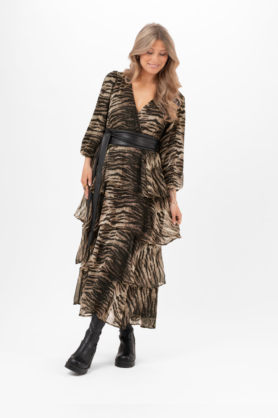 MORGAN DRESS BLACK/CHESTNUT/ALMOND