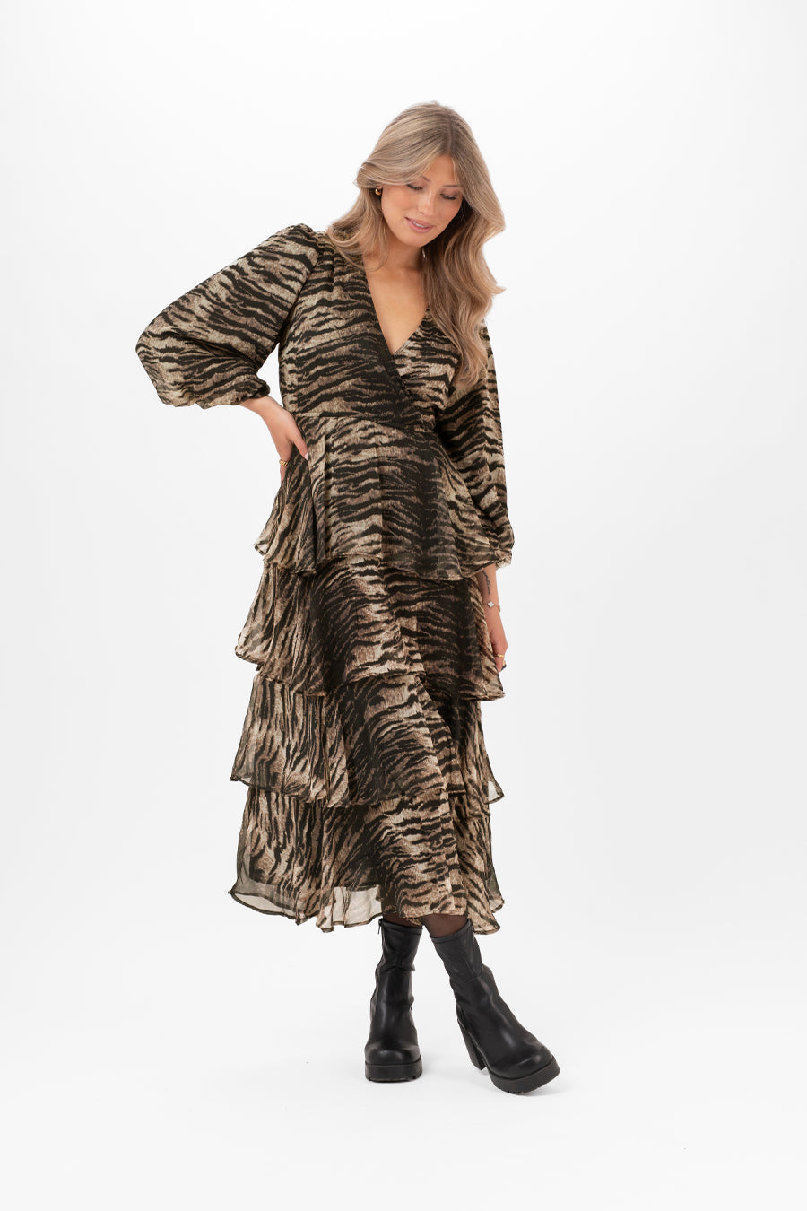 MORGAN DRESS BLACK/CHESTNUT/ALMOND