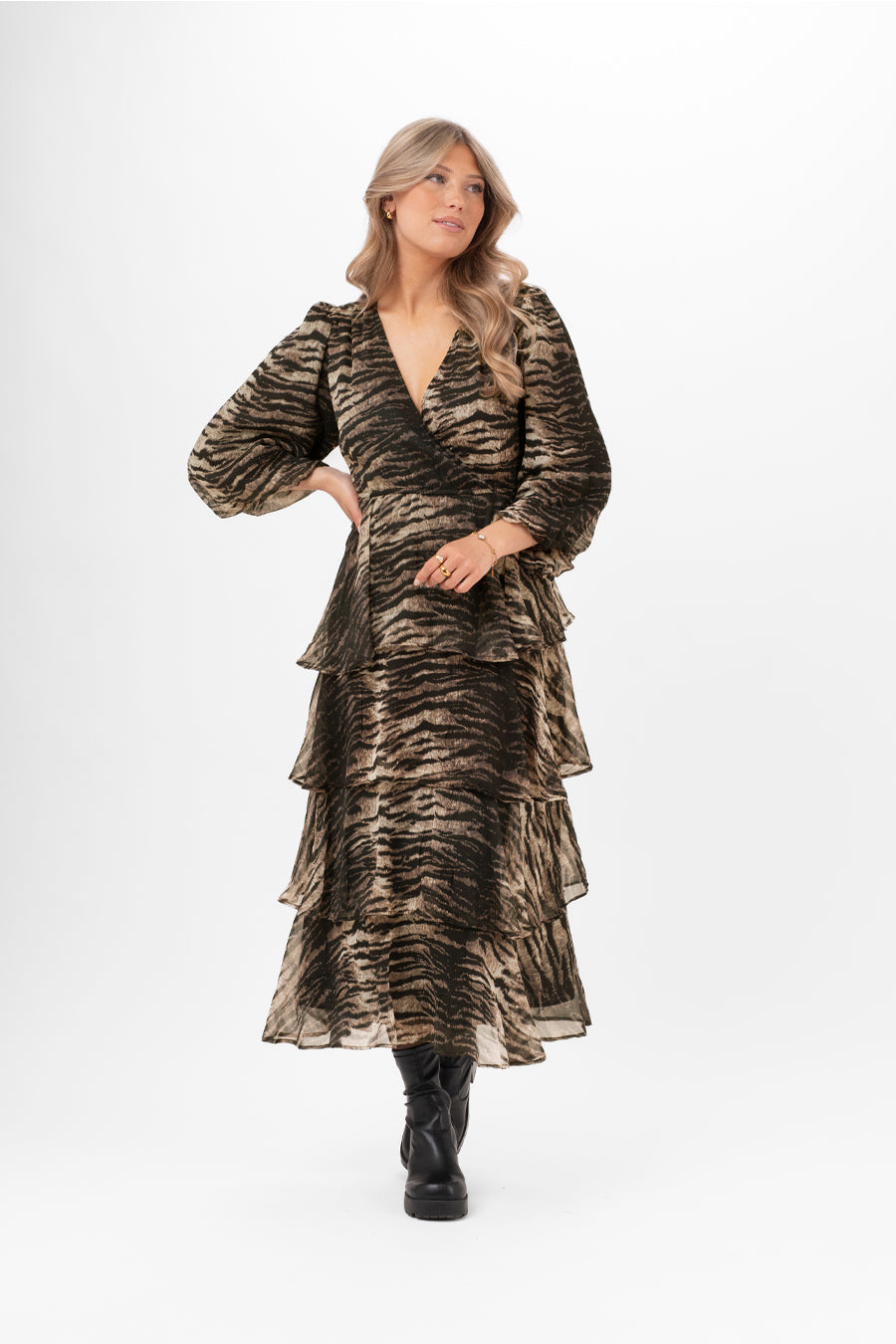 MORGAN DRESS BLACK/CHESTNUT/ALMOND