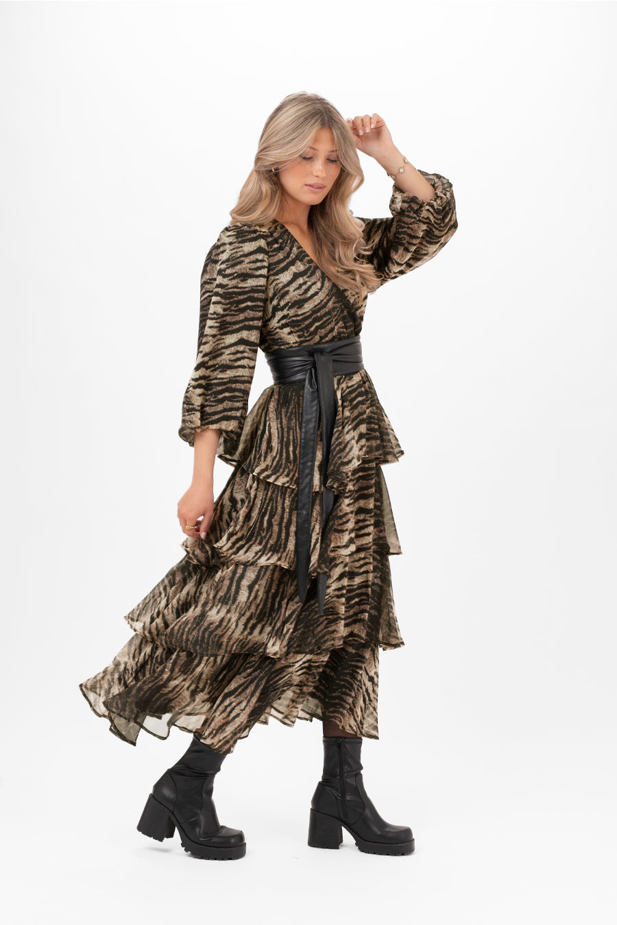 MORGAN DRESS BLACK/CHESTNUT/ALMOND
