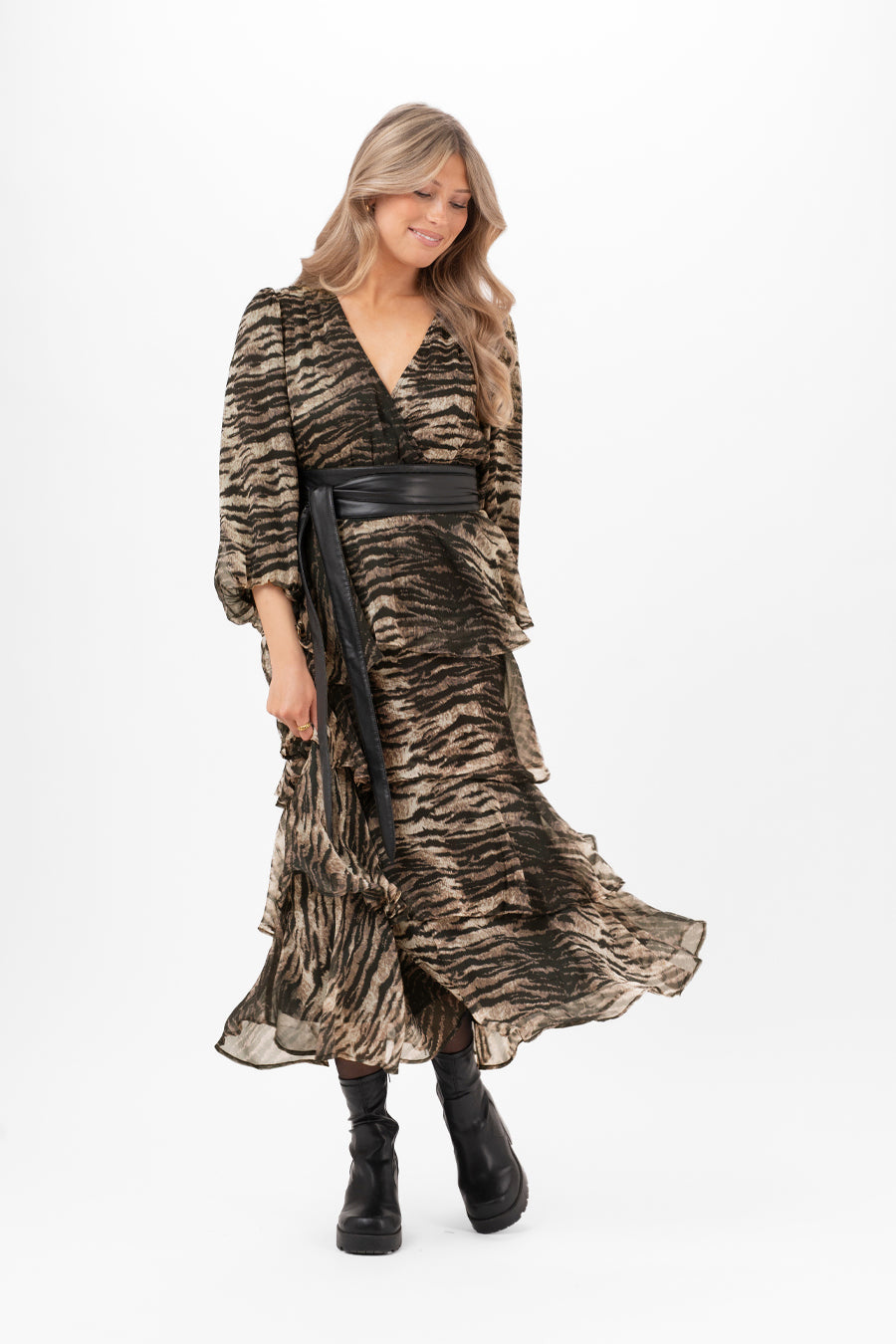 MORGAN DRESS BLACK/CHESTNUT/ALMOND
