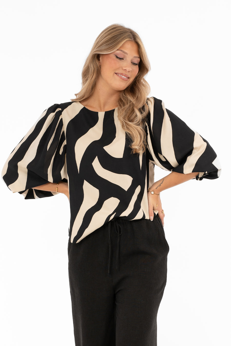 Tatum Blouse Desert Sand/Black