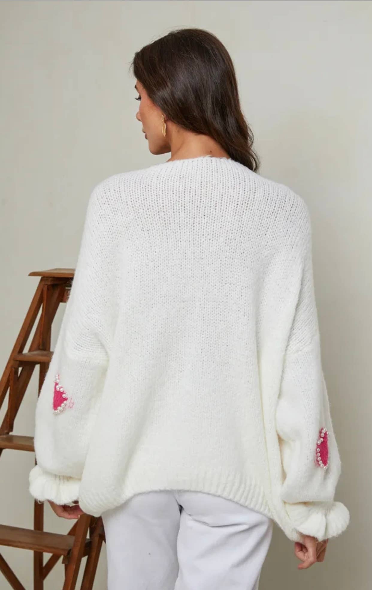 Hjärtmönstrad tröja med pärla REF. 20609