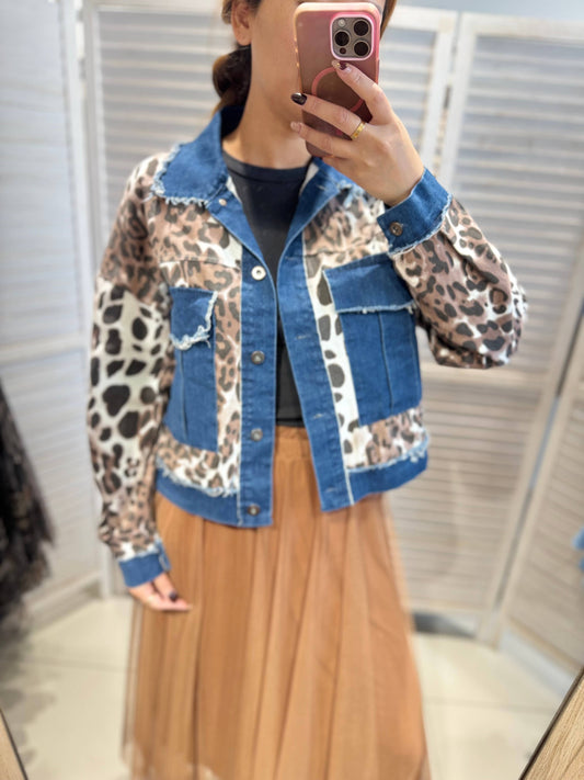 Chic mönstrad denimjacka