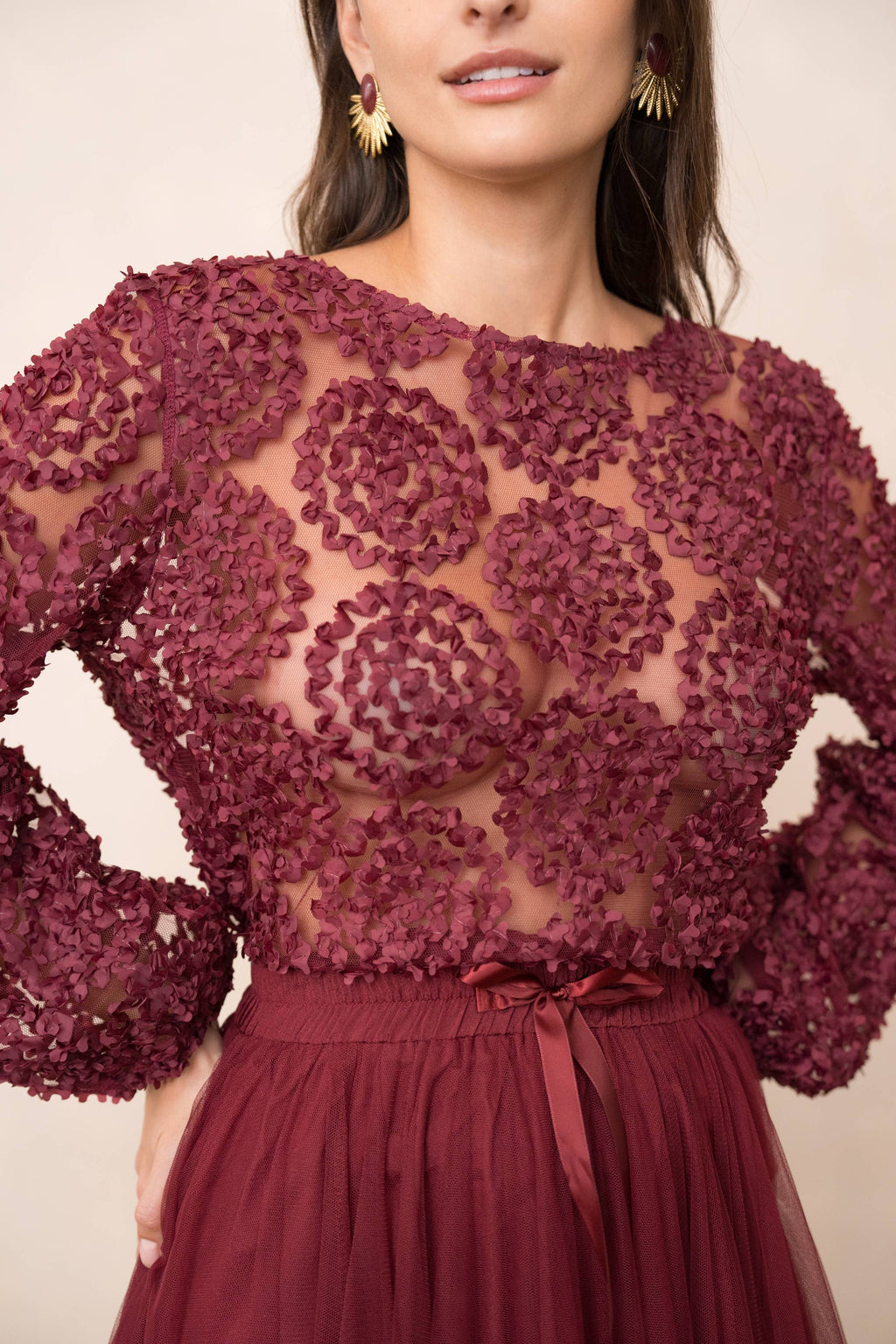 Texturerad blus med rosetter CK08022
