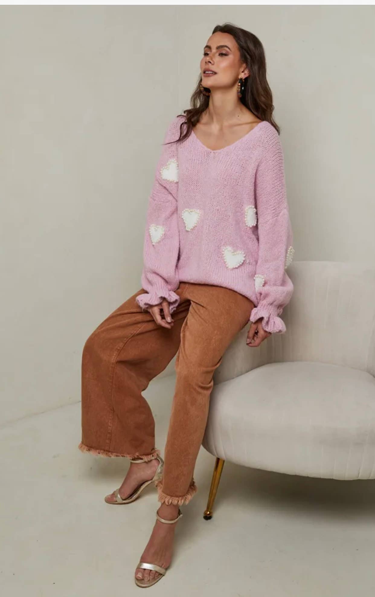 Hjärtmönstrad tröja med pärla REF. 20609