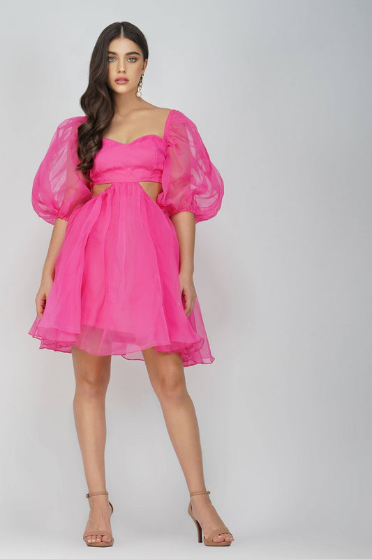 Katja Ljusrosa Puffärmad Klänning