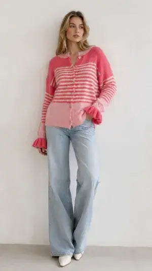 2096 Randig stickad cardigan