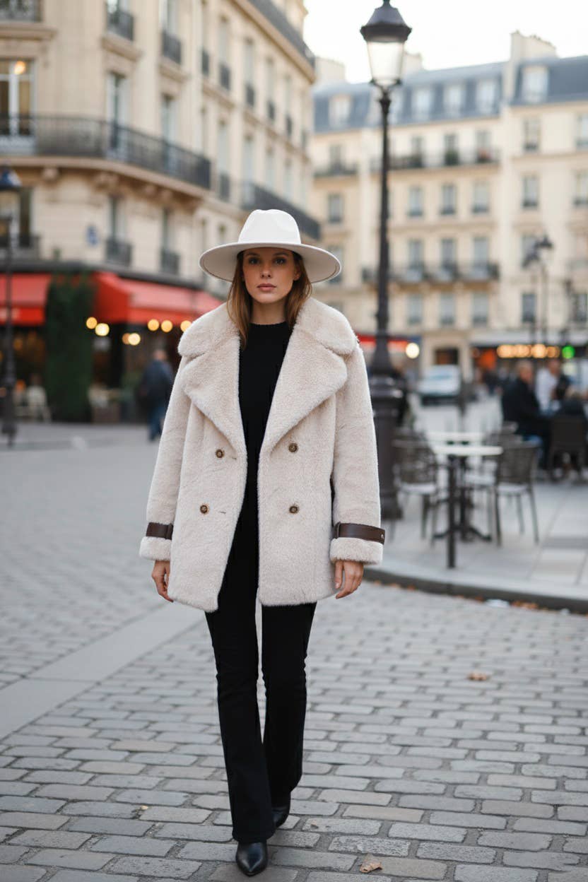 Fuskpälsrock med ärmdetaljer