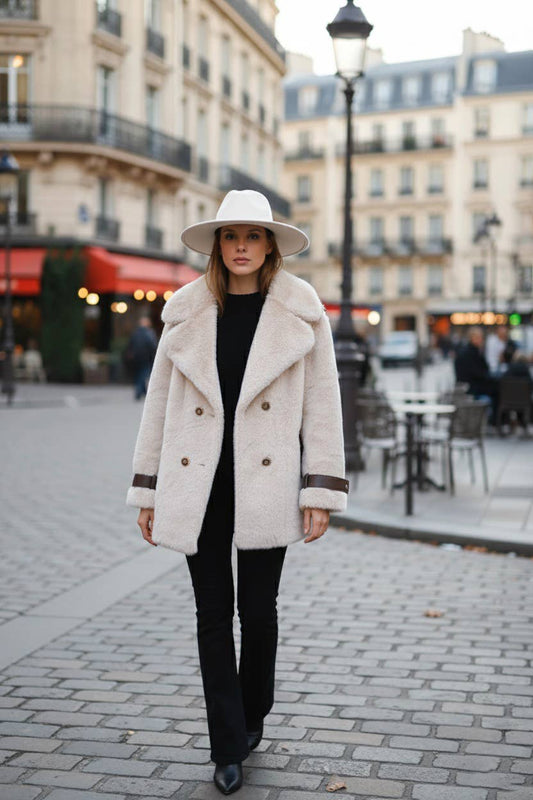 Fuskpälsrock med ärmdetaljer