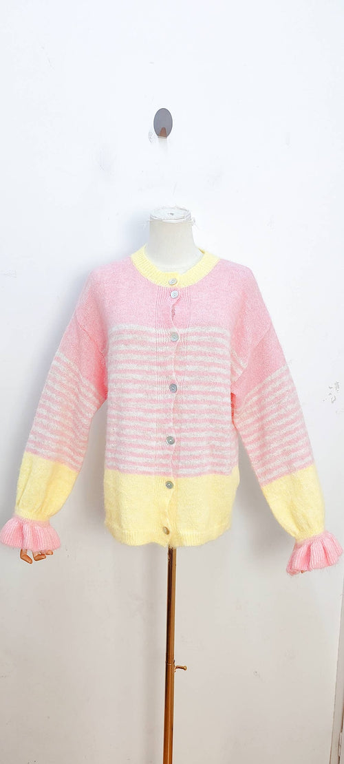 2096 Randig stickad cardigan