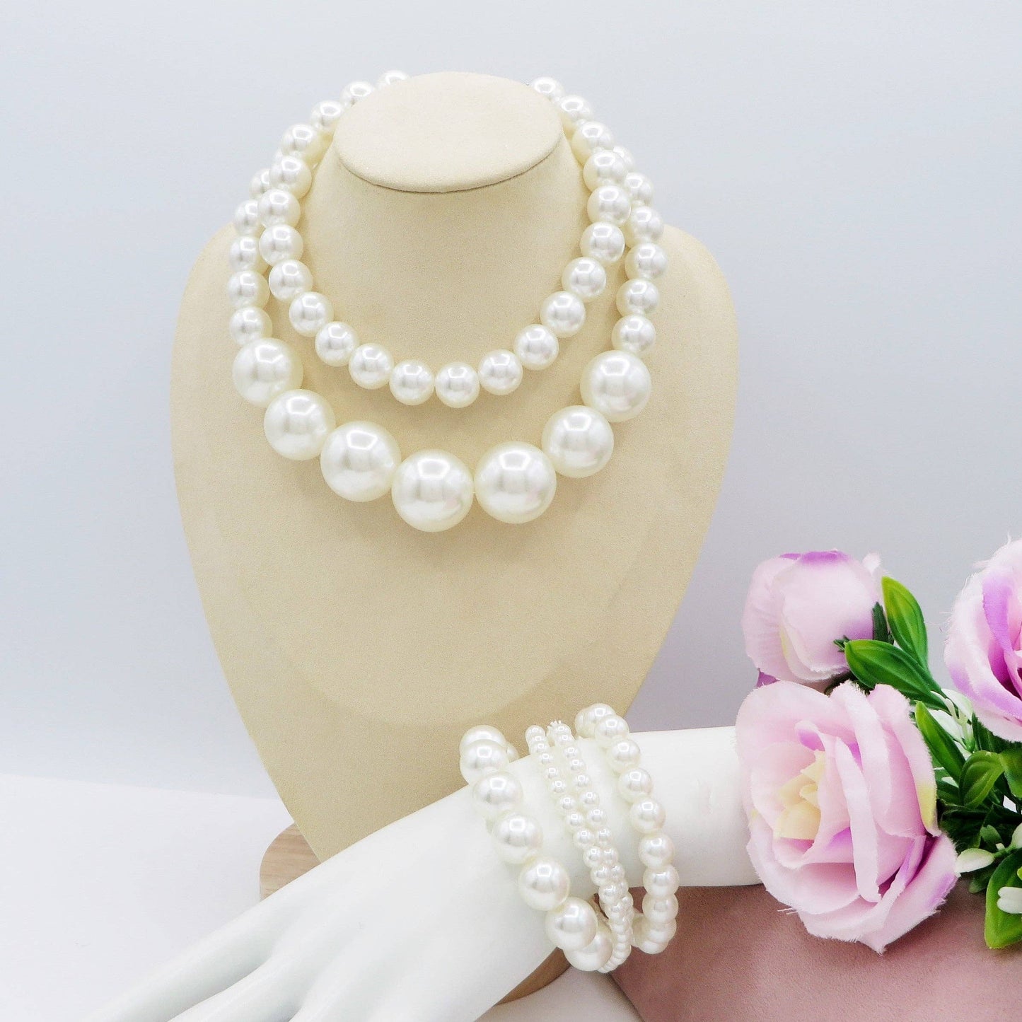 PEARLS DEGRADE' - set Bracciali i elastiska pärlor